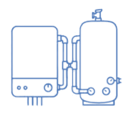 System boiler and hot water cylinder illustration